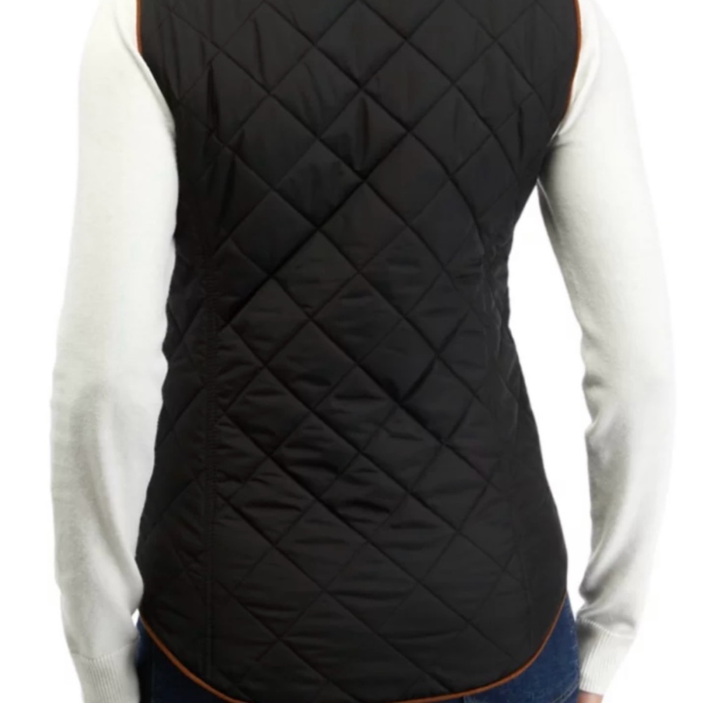 Crown & Ivy Women's XL Black Quilted Puffer Vest Preppy Fall Layer Zip Front - Picture 2 of 12